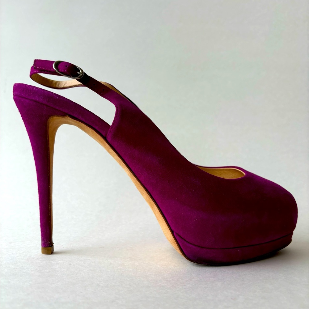 Giuseppe Zanotti slingback suede heels magenta platform size 41